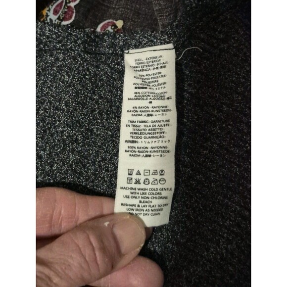 We The Free L Top Blossom Thermal Waffle Knit Puff Sleeves Patchwork Artsy Boho - Picture 8 of 9